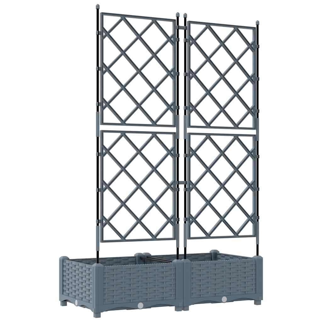 Vaso da giardino 2 pz Grigio Chiaro 80 x 40 x 125,5 cm PP
