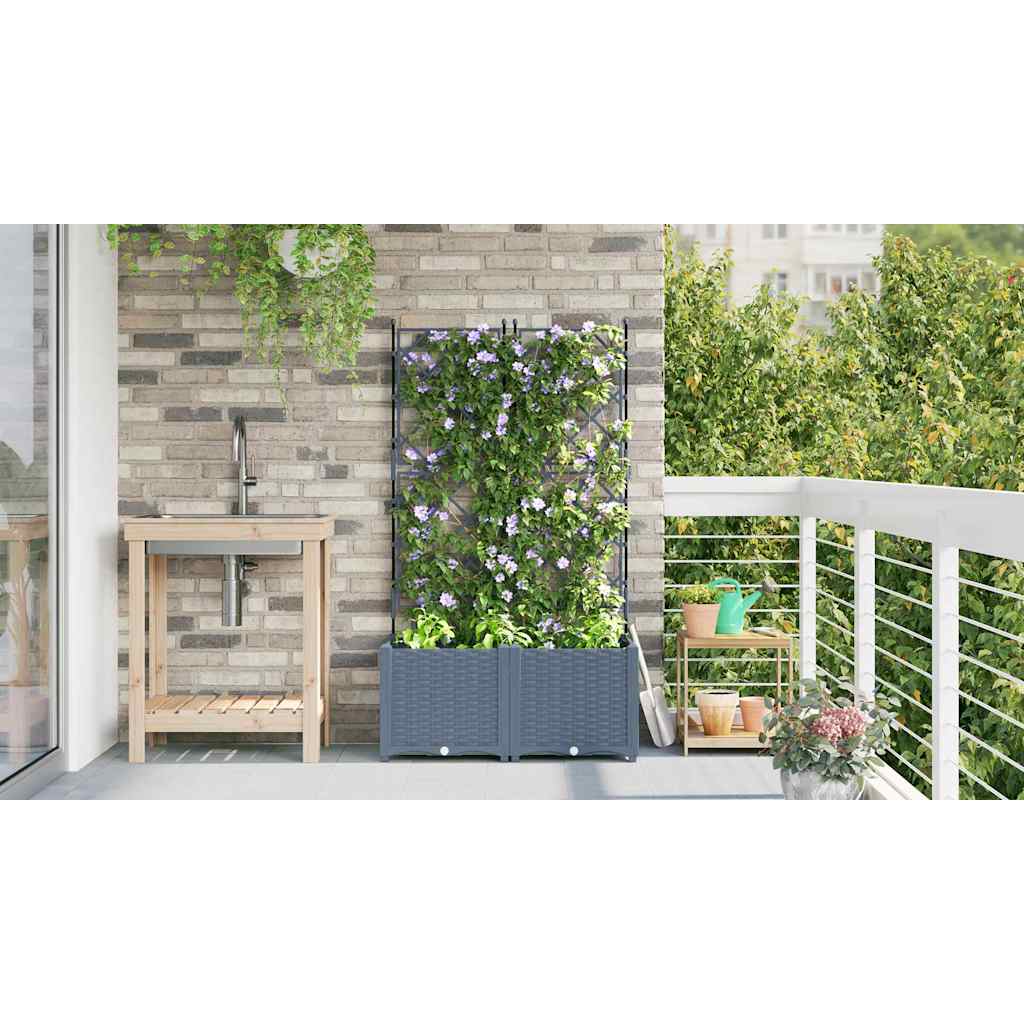 Vaso da giardino 2 pz Grigio Chiaro 80 x 40 x 143 cm PP
