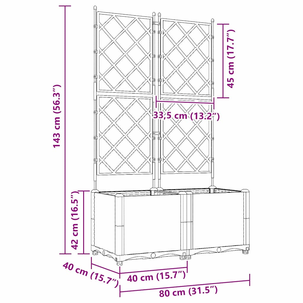 Vaso da giardino 2 pz Grigio Chiaro 80 x 40 x 143 cm PP