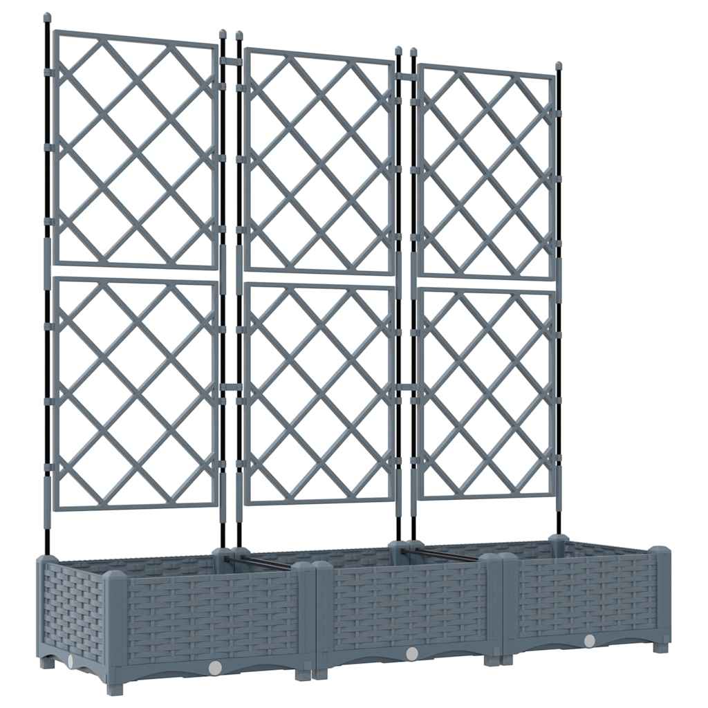 Vaso da giardino 3 pz Grigio Chiaro 120 x 40 x 125,5 cm PP
