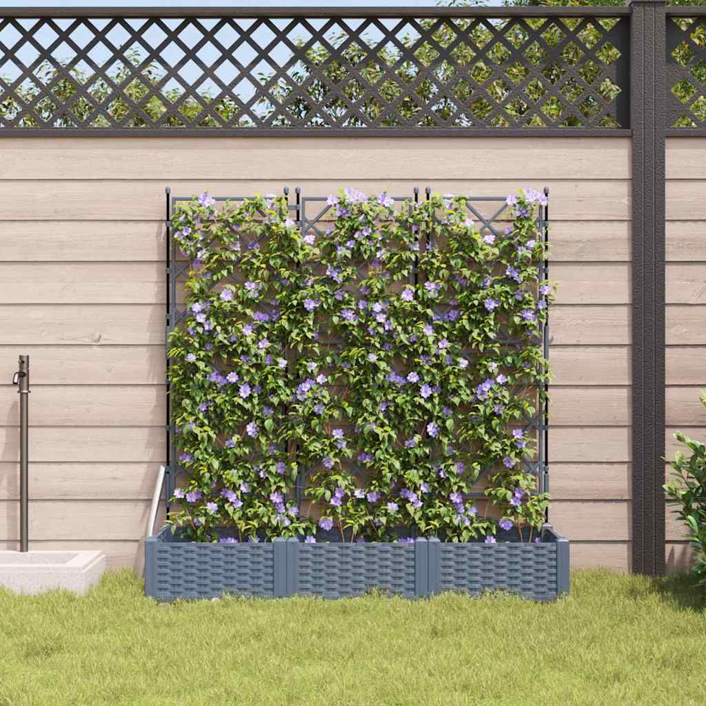 Vaso da giardino 3 pz Grigio Chiaro 120 x 40 x 125,5 cm PP