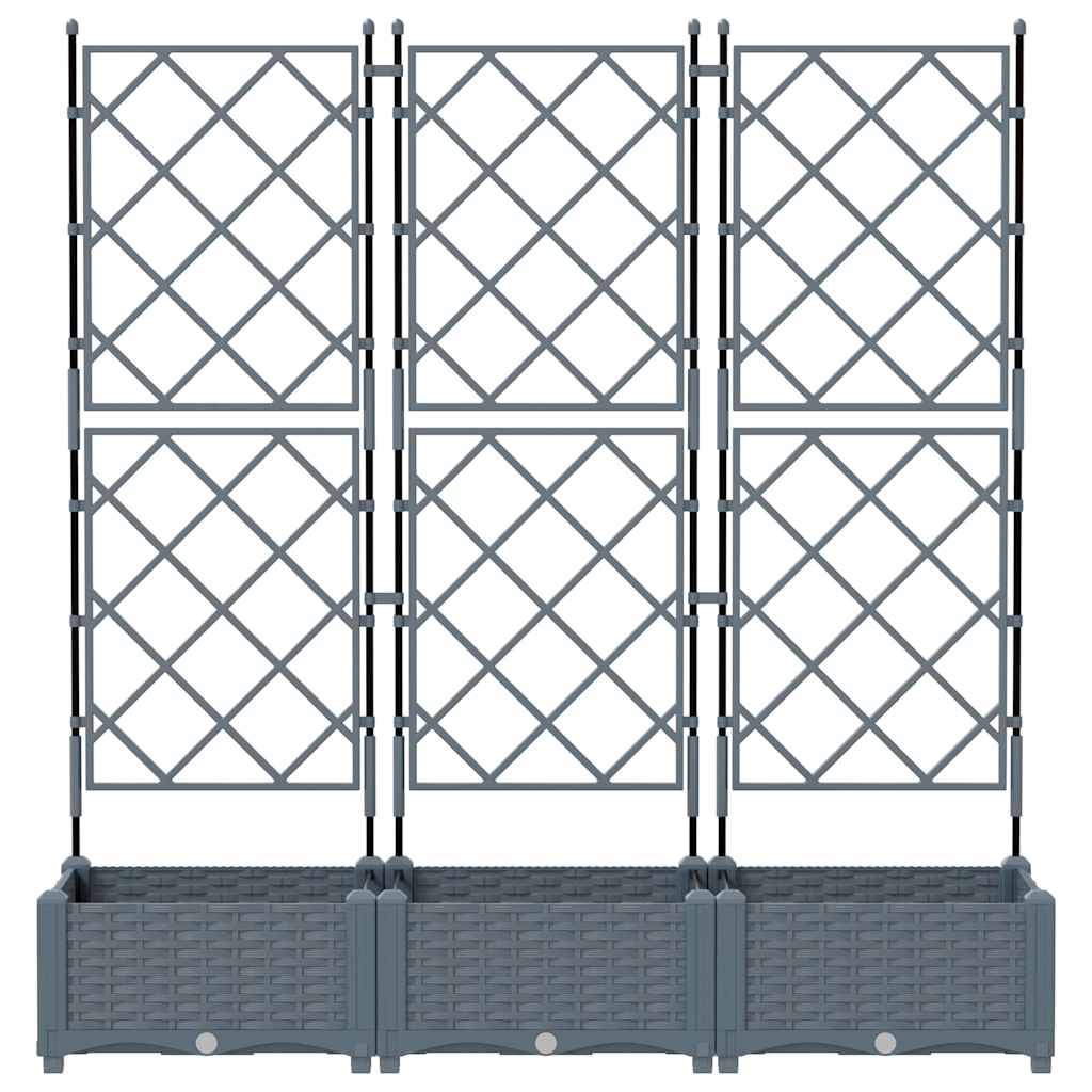 Vaso da giardino 3 pz Grigio Chiaro 120 x 40 x 125,5 cm PP