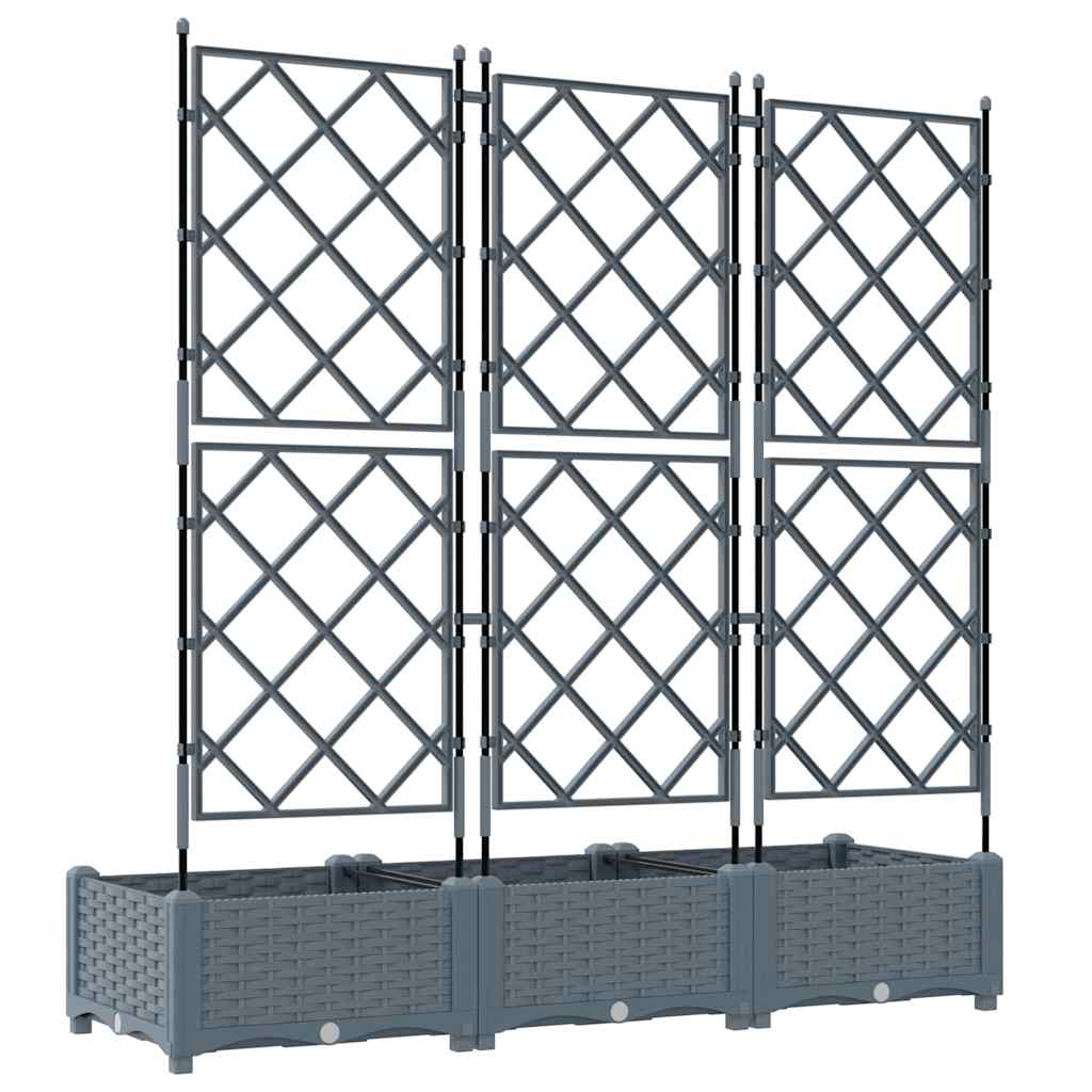 Vaso da giardino 3 pz Grigio Chiaro 120 x 40 x 125,5 cm PP