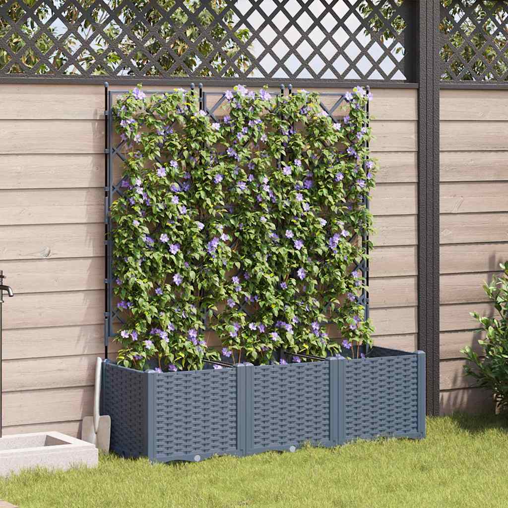 Vaso da giardino 3 pz Grigio Chiaro 120 x 40 x 143 cm PP