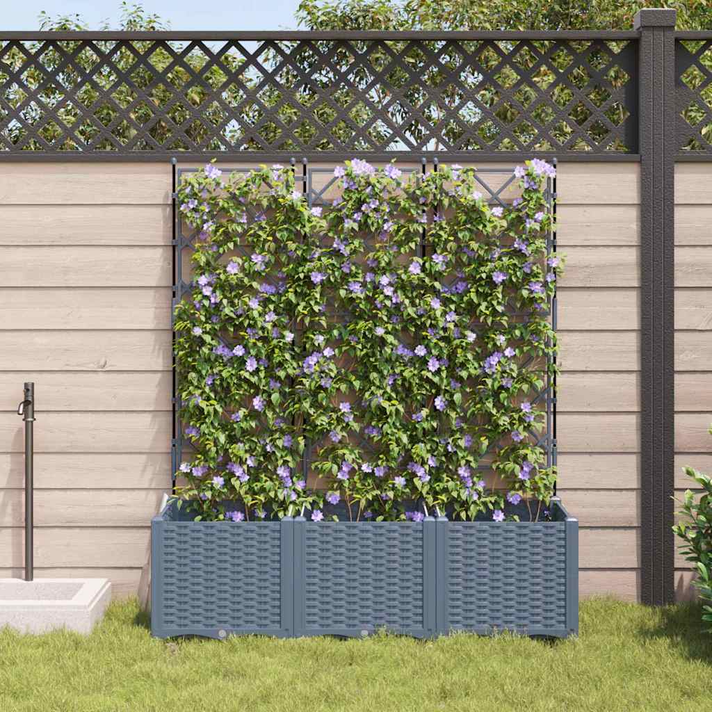 Vaso da giardino 3 pz Grigio Chiaro 120 x 40 x 143 cm PP