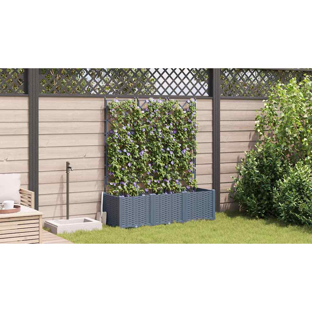 Vaso da giardino 3 pz Grigio Chiaro 120 x 40 x 143 cm PP