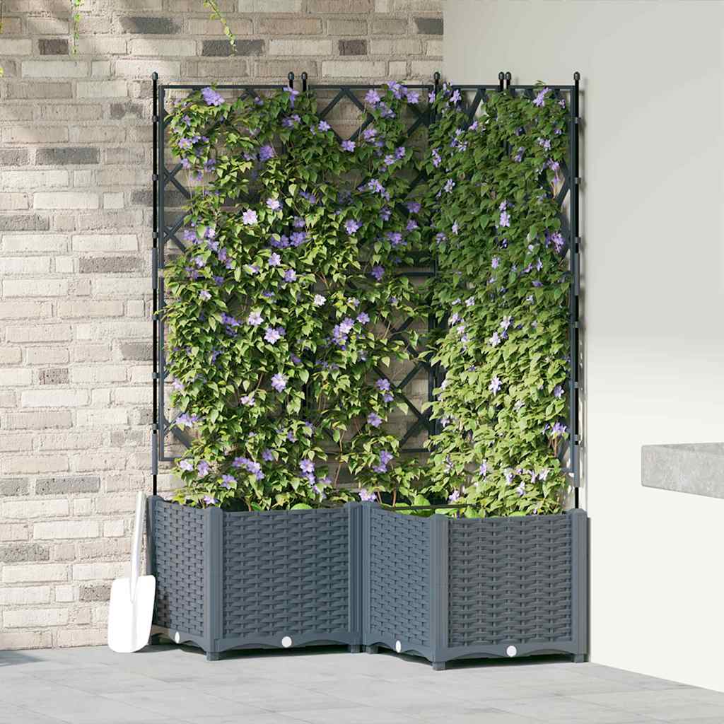 Vaso da giardino 3 pz Grigio Chiaro 80 x 80 x 143 cm PP