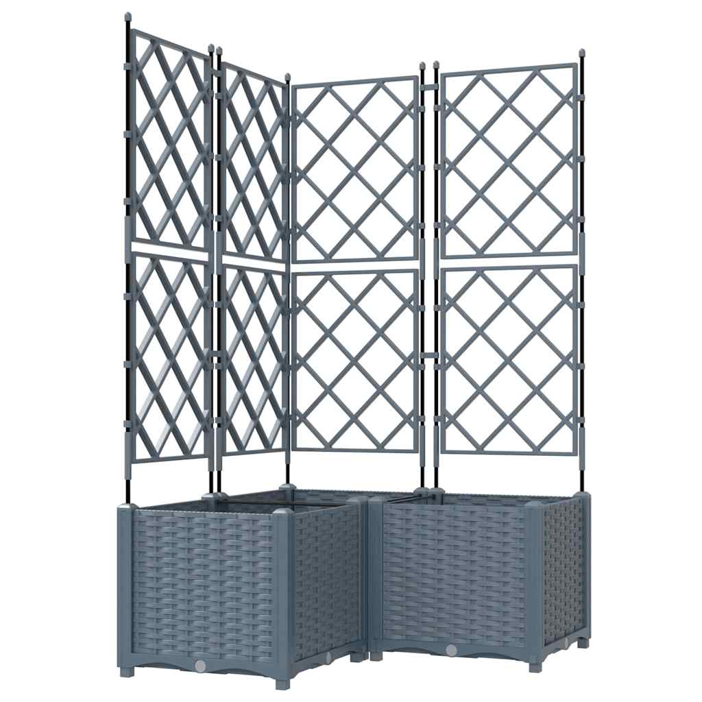 Vaso da giardino 3 pz Grigio Chiaro 80 x 80 x 143 cm PP