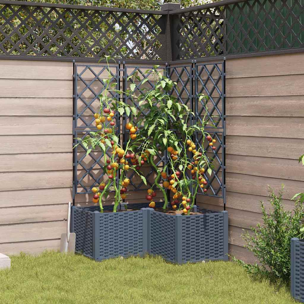 Vaso da giardino 3 pz Grigio Chiaro 80 x 80 x 143 cm PP