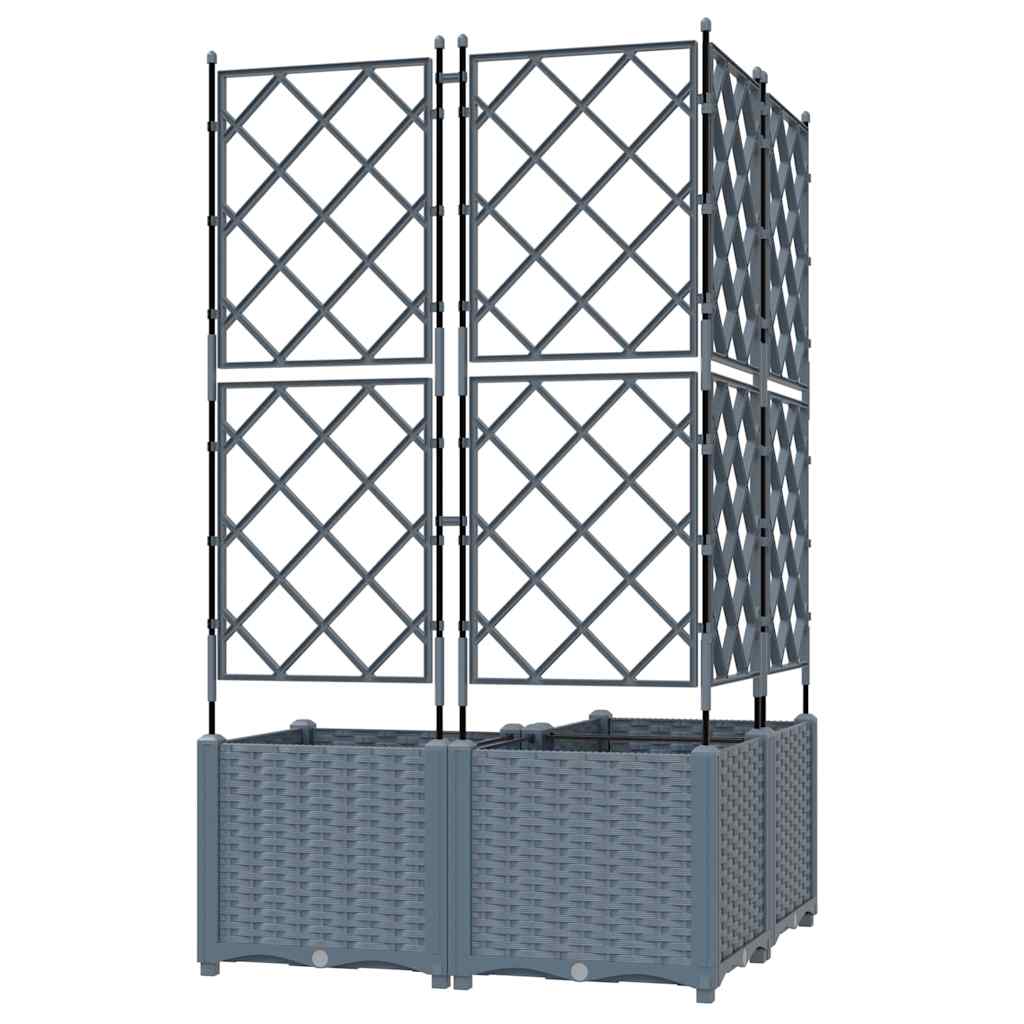 Vaso da giardino 3 pz Grigio Chiaro 80 x 80 x 143 cm PP