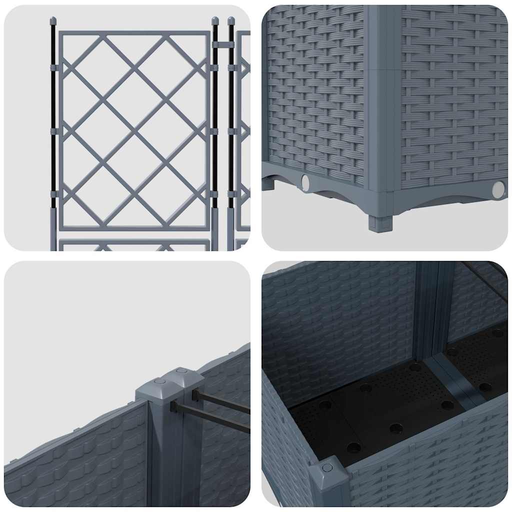 Vaso da giardino 3 pz Grigio Chiaro 80 x 80 x 143 cm PP