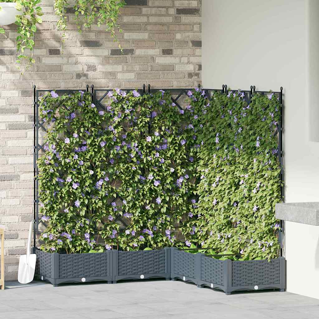 Vaso da giardino 5 pz Grigio Chiaro 120 x 120 x 125,5 cm PP