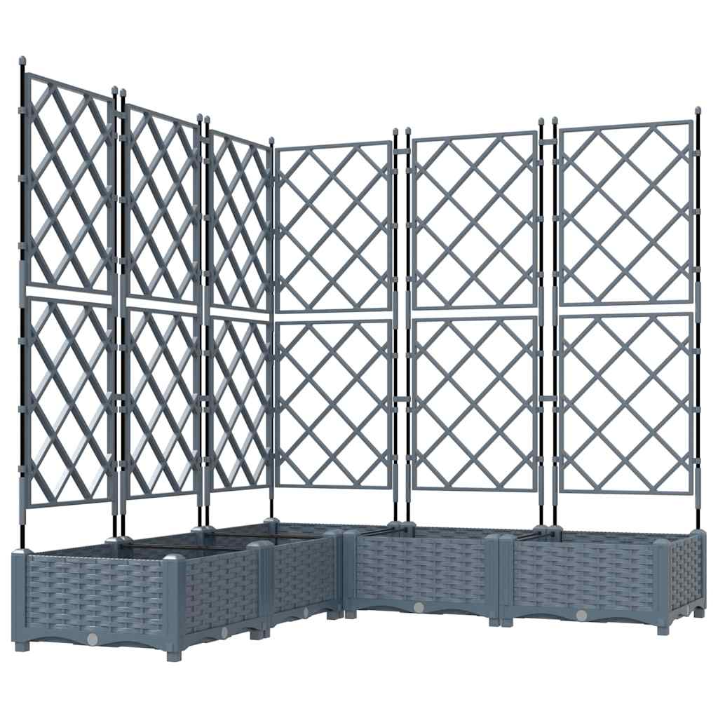 Vaso da giardino 5 pz Grigio Chiaro 120 x 120 x 125,5 cm PP