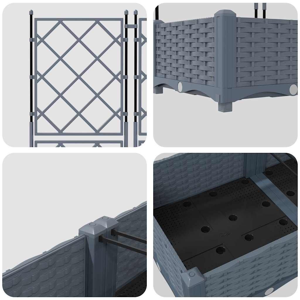 Vaso da giardino 5 pz Grigio Chiaro 120 x 120 x 125,5 cm PP