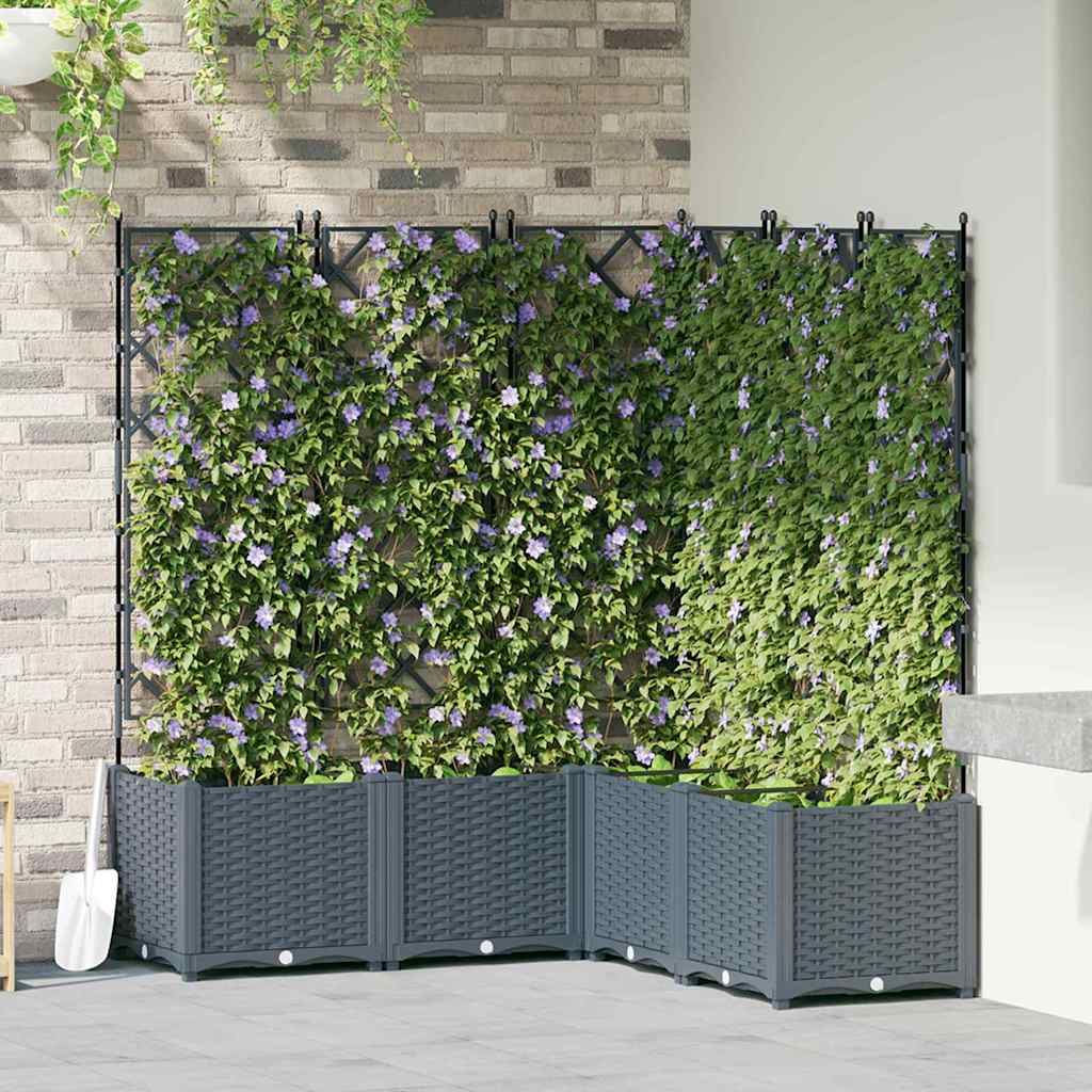 Vaso da giardino 5 pz Grigio Chiaro 120 x 120 x 143 cm PP