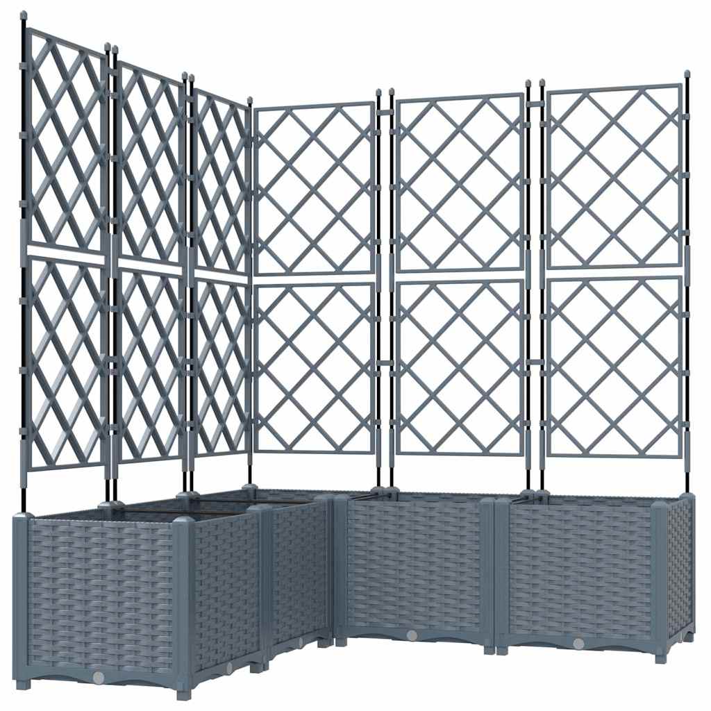 Vaso da giardino 5 pz Grigio Chiaro 120 x 120 x 143 cm PP
