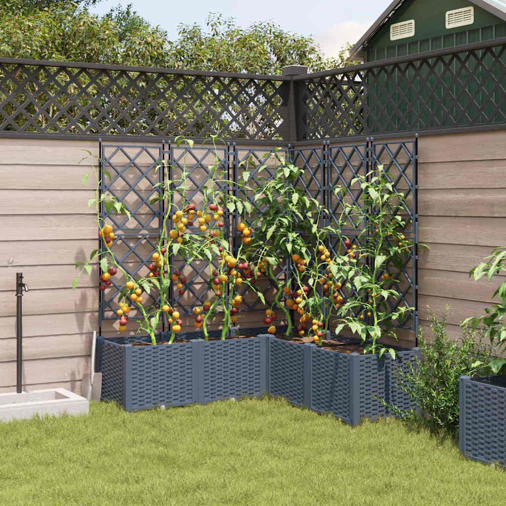 Vaso da giardino 5 pz Grigio Chiaro 120 x 120 x 143 cm PP