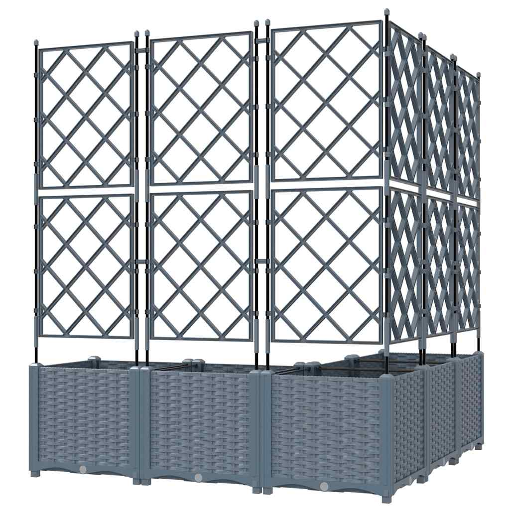 Vaso da giardino 5 pz Grigio Chiaro 120 x 120 x 143 cm PP