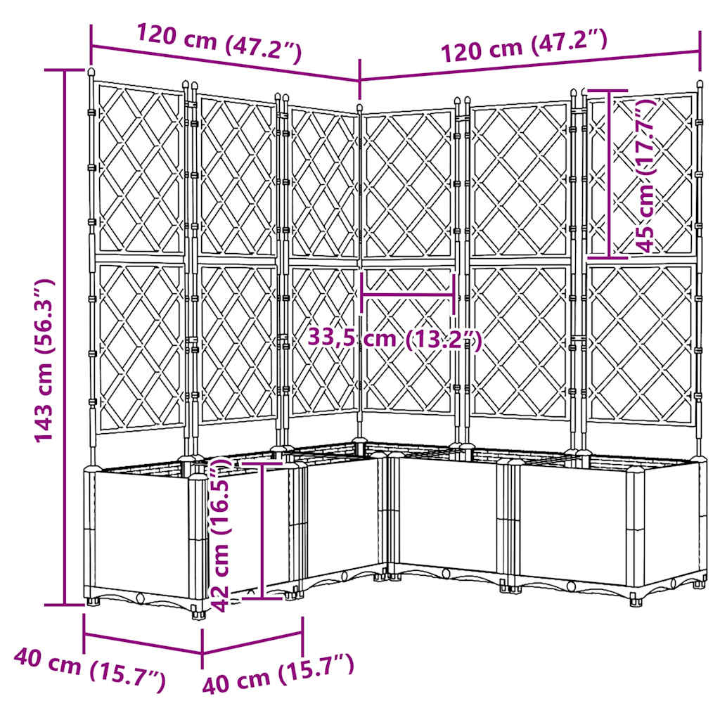 Vaso da giardino 5 pz Grigio Chiaro 120 x 120 x 143 cm PP