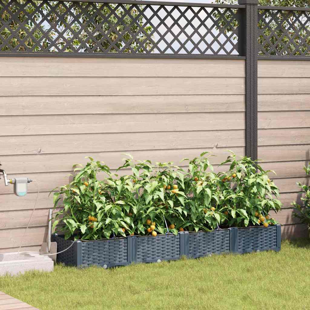Vaso da giardino 4 pz Grigio Chiaro 160 x 40 x 22 cm PP