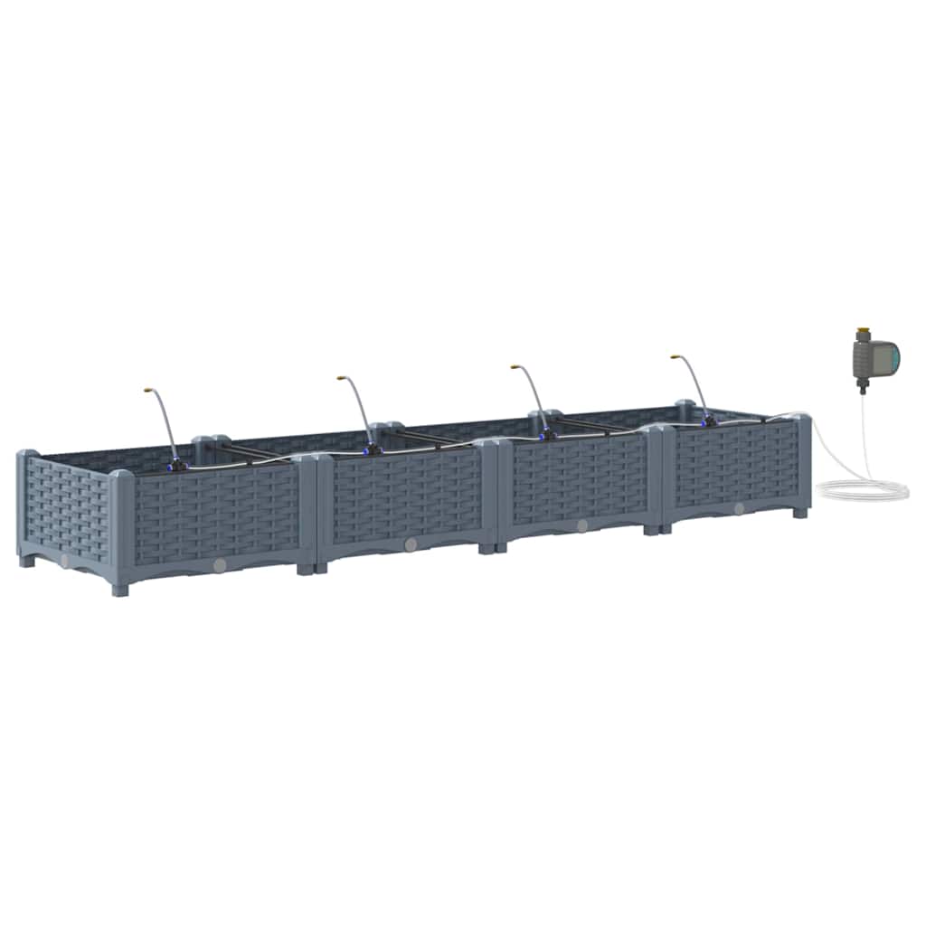 Vaso da giardino 4 pz Grigio Chiaro 160 x 40 x 22 cm PP