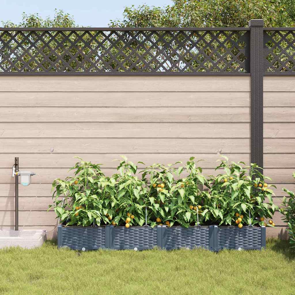 Vaso da giardino 4 pz Grigio Chiaro 160 x 40 x 22 cm PP