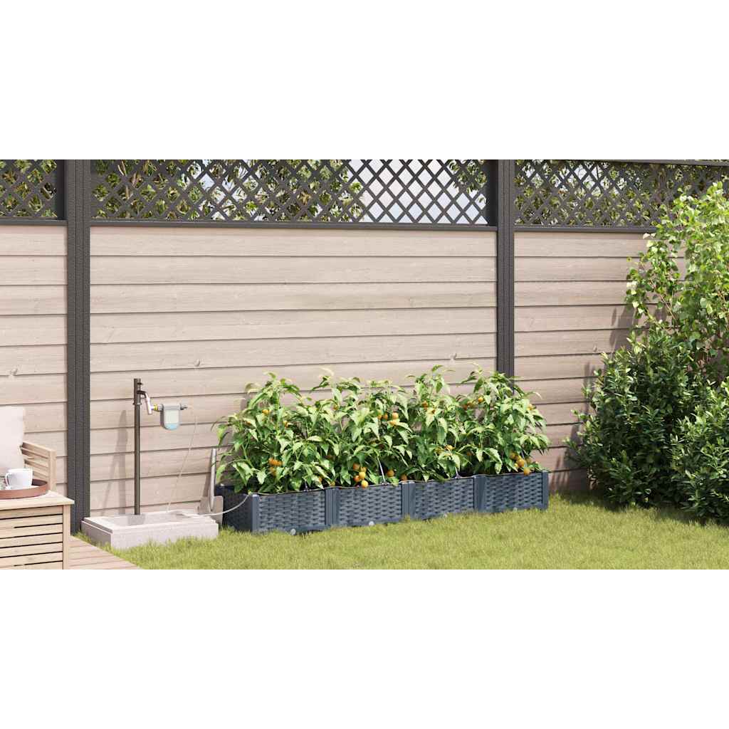 Vaso da giardino 4 pz Grigio Chiaro 160 x 40 x 22 cm PP