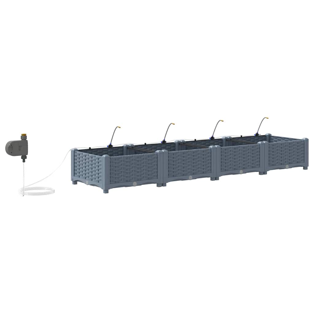 Vaso da giardino 4 pz Grigio Chiaro 160 x 40 x 22 cm PP