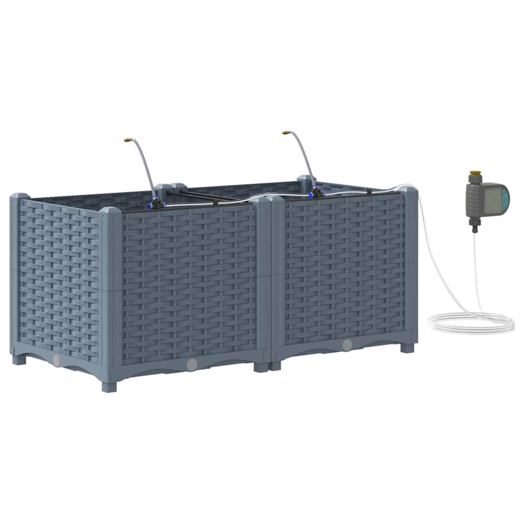 Vaso da giardino 2 pz Grigio Chiaro 80 x 40 x 37,5 cm PP