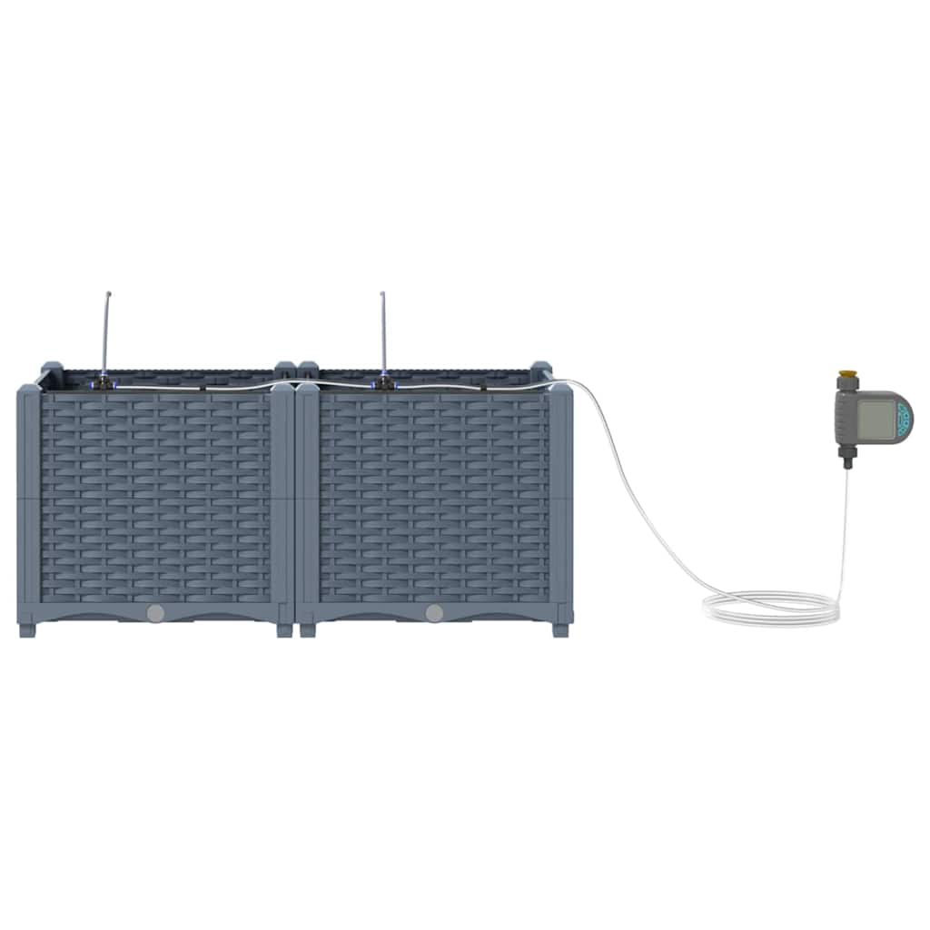 Vaso da giardino 2 pz Grigio Chiaro 80 x 40 x 37,5 cm PP
