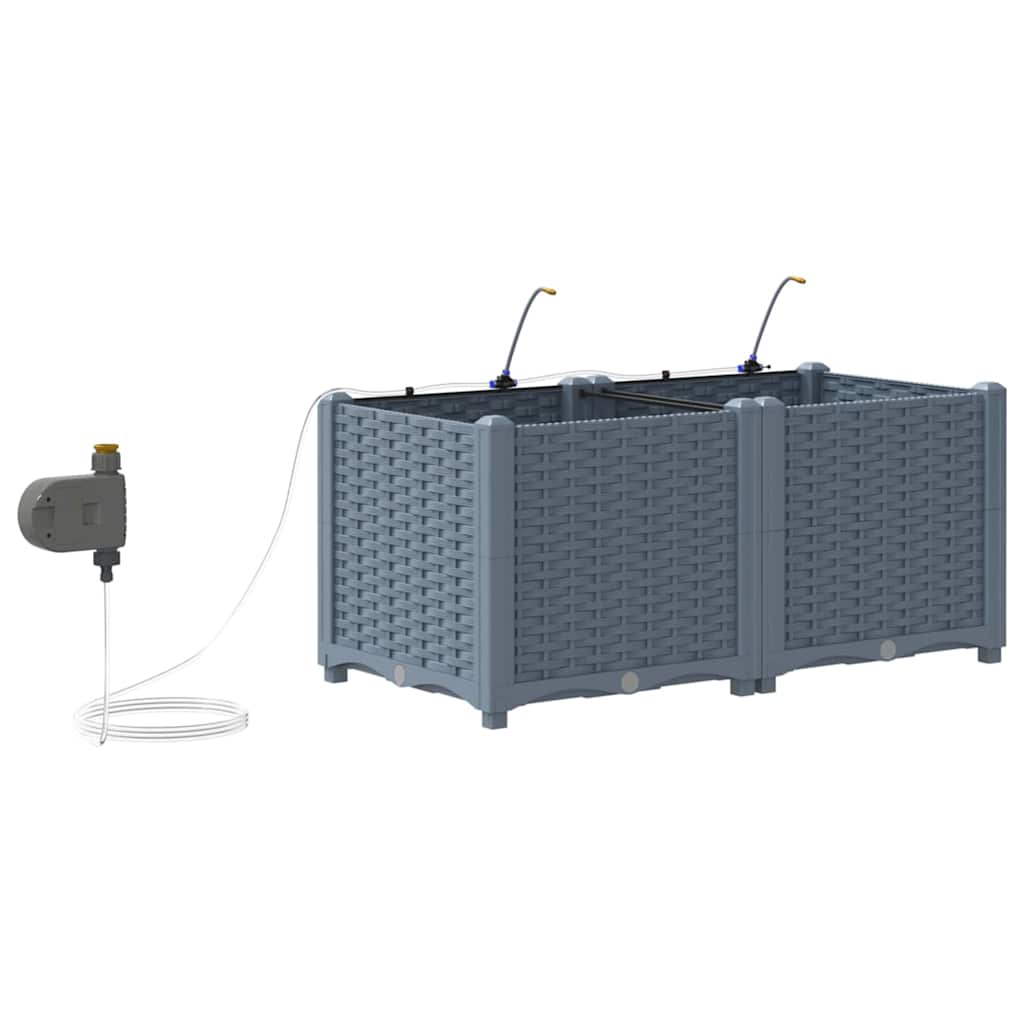 Vaso da giardino 2 pz Grigio Chiaro 80 x 40 x 37,5 cm PP