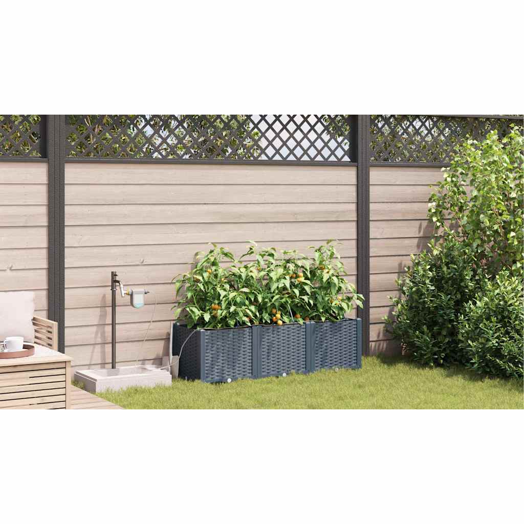 Vaso da giardino 3 pz Grigio Chiaro 120 x 40 x 37,5 cm PP