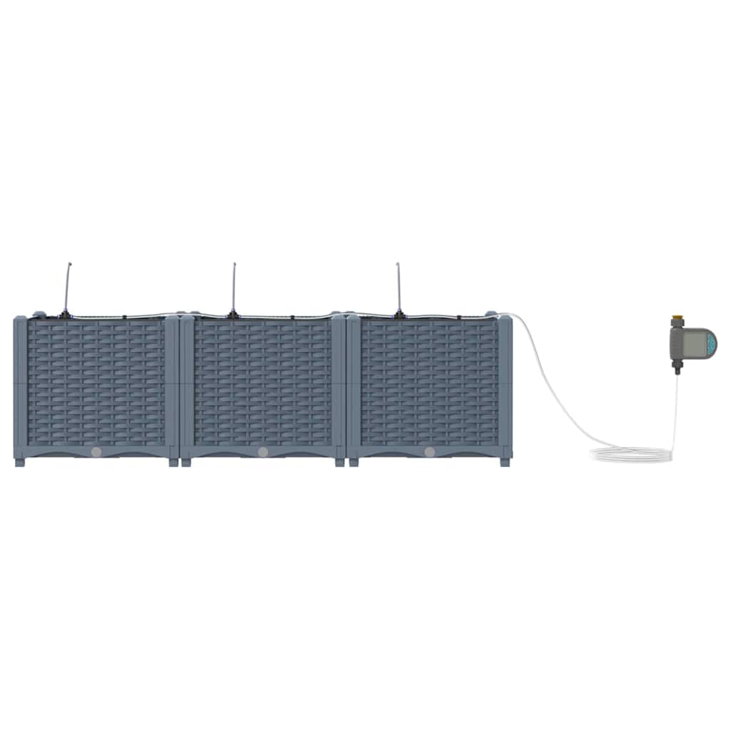 Vaso da giardino 3 pz Grigio Chiaro 120 x 40 x 37,5 cm PP