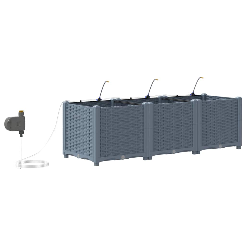Vaso da giardino 3 pz Grigio Chiaro 120 x 40 x 37,5 cm PP