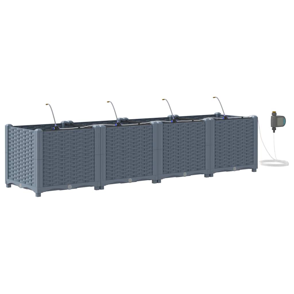 Vaso da giardino 4 pz Grigio Chiaro 160 x 40 x 37,5 cm PP