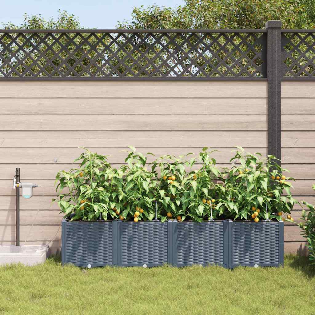 Vaso da giardino 4 pz Grigio Chiaro 160 x 40 x 37,5 cm PP
