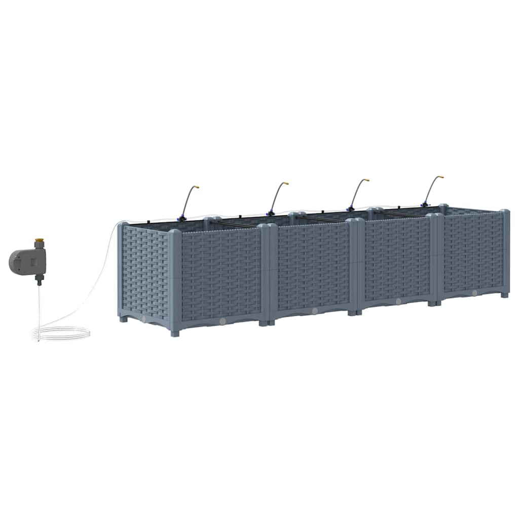 Vaso da giardino 4 pz Grigio Chiaro 160 x 40 x 37,5 cm PP