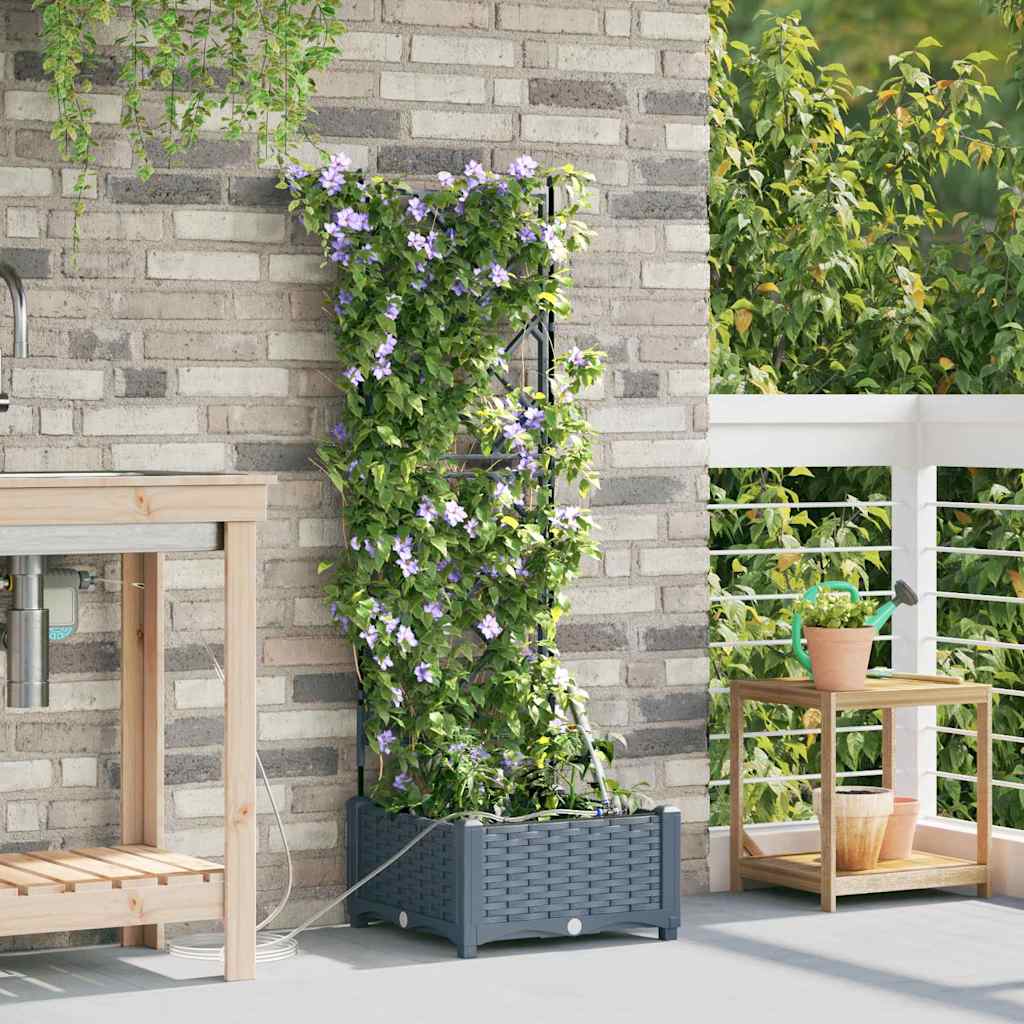 Vaso da giardino Grigio Chiaro 40 x 40 x 126 cm PP