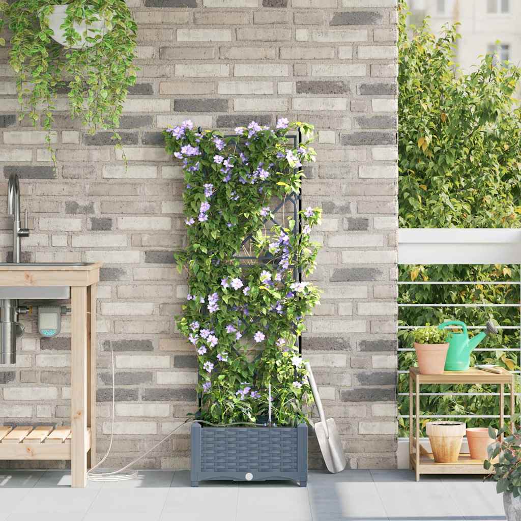 Vaso da giardino Grigio Chiaro 40 x 40 x 126 cm PP