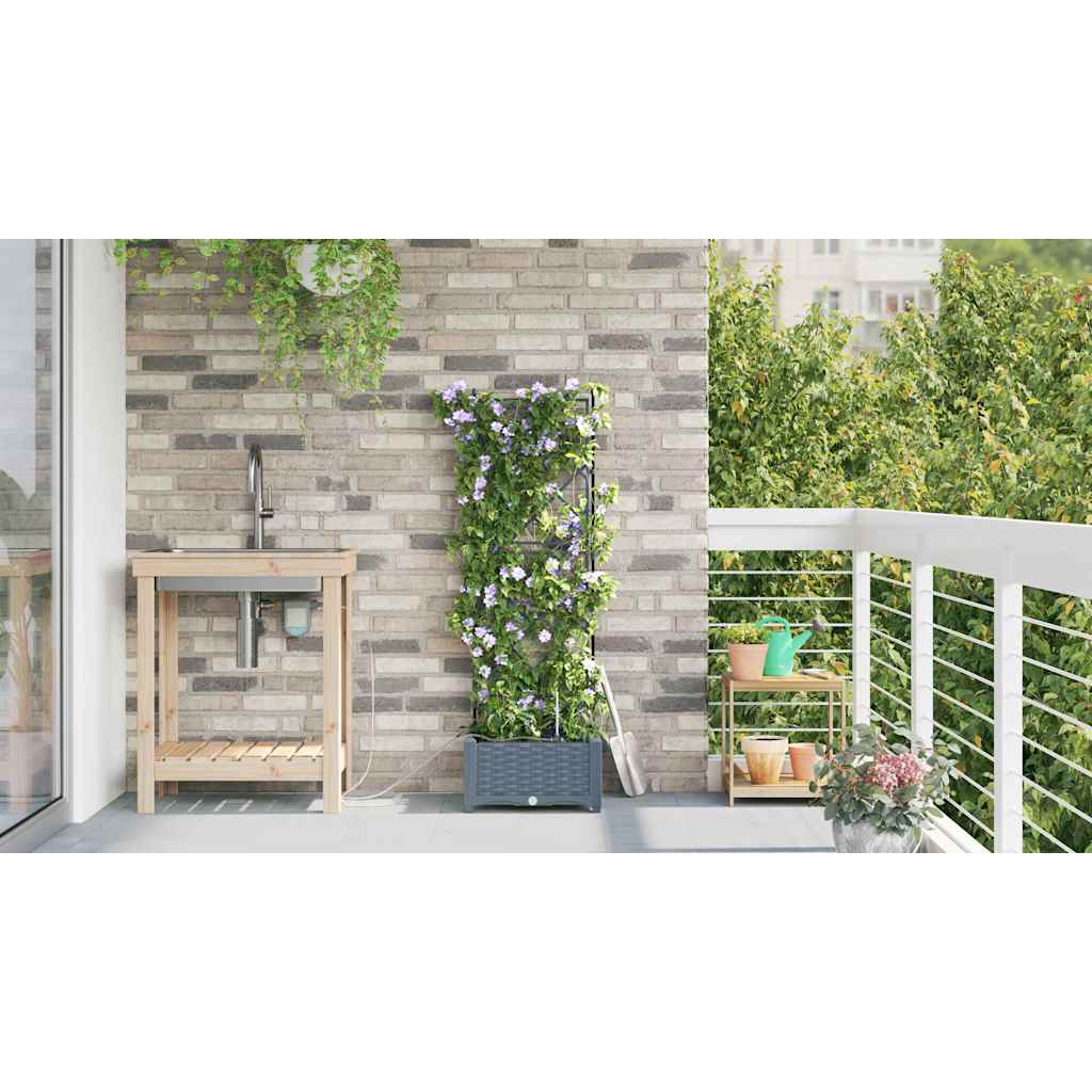 Vaso da giardino Grigio Chiaro 40 x 40 x 126 cm PP