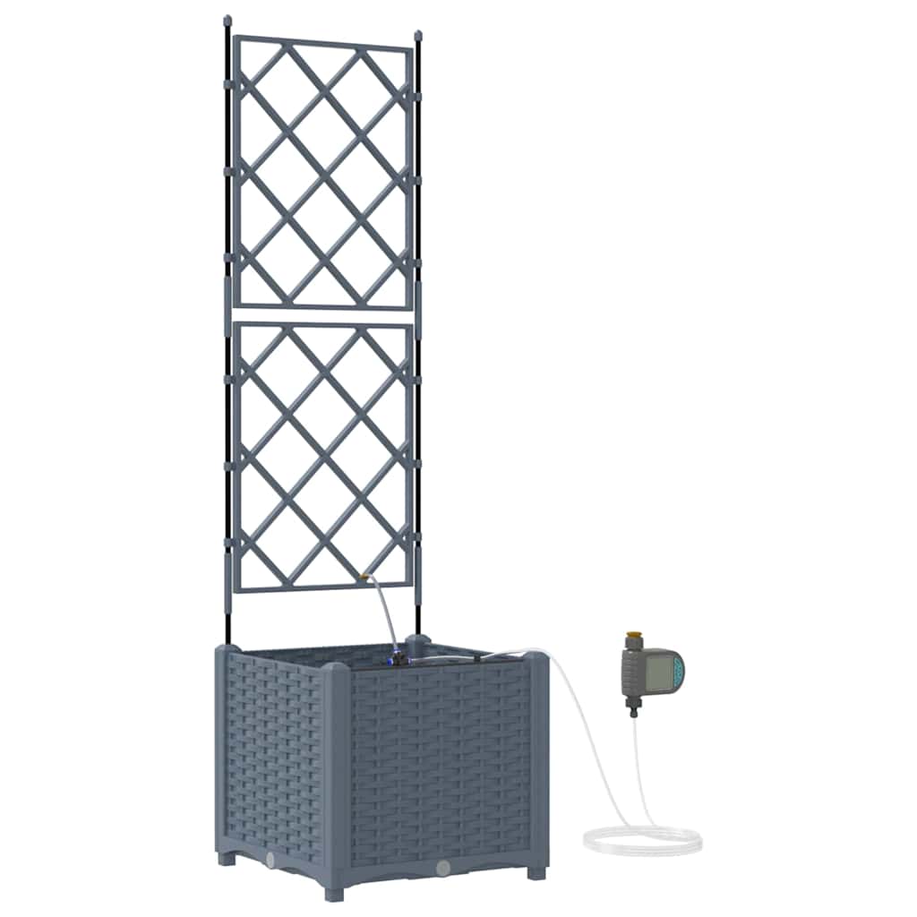 Vaso da giardino 2 pz Grigio Chiaro 40 x 40 x 142 cm PP