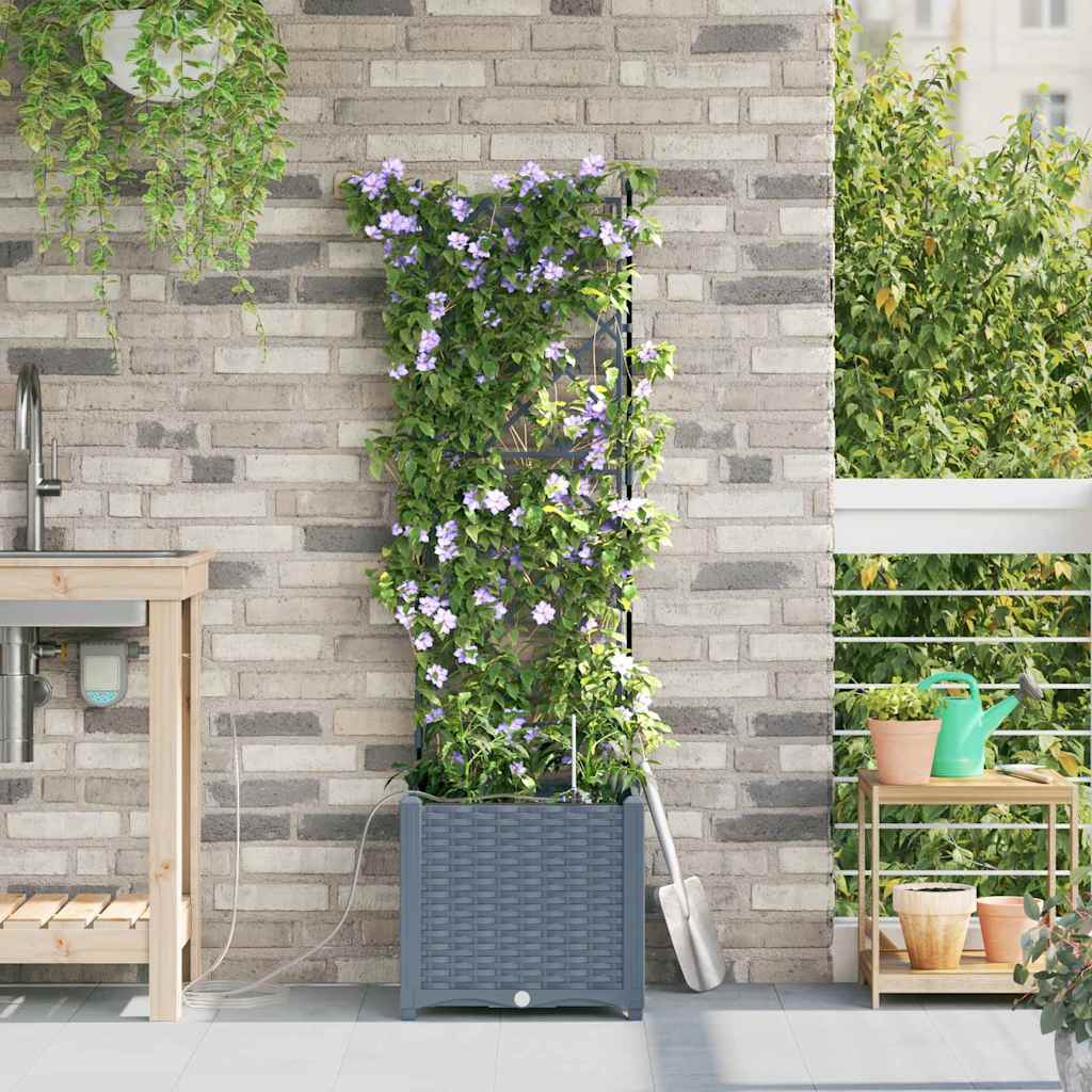 Vaso da giardino 2 pz Grigio Chiaro 40 x 40 x 142 cm PP