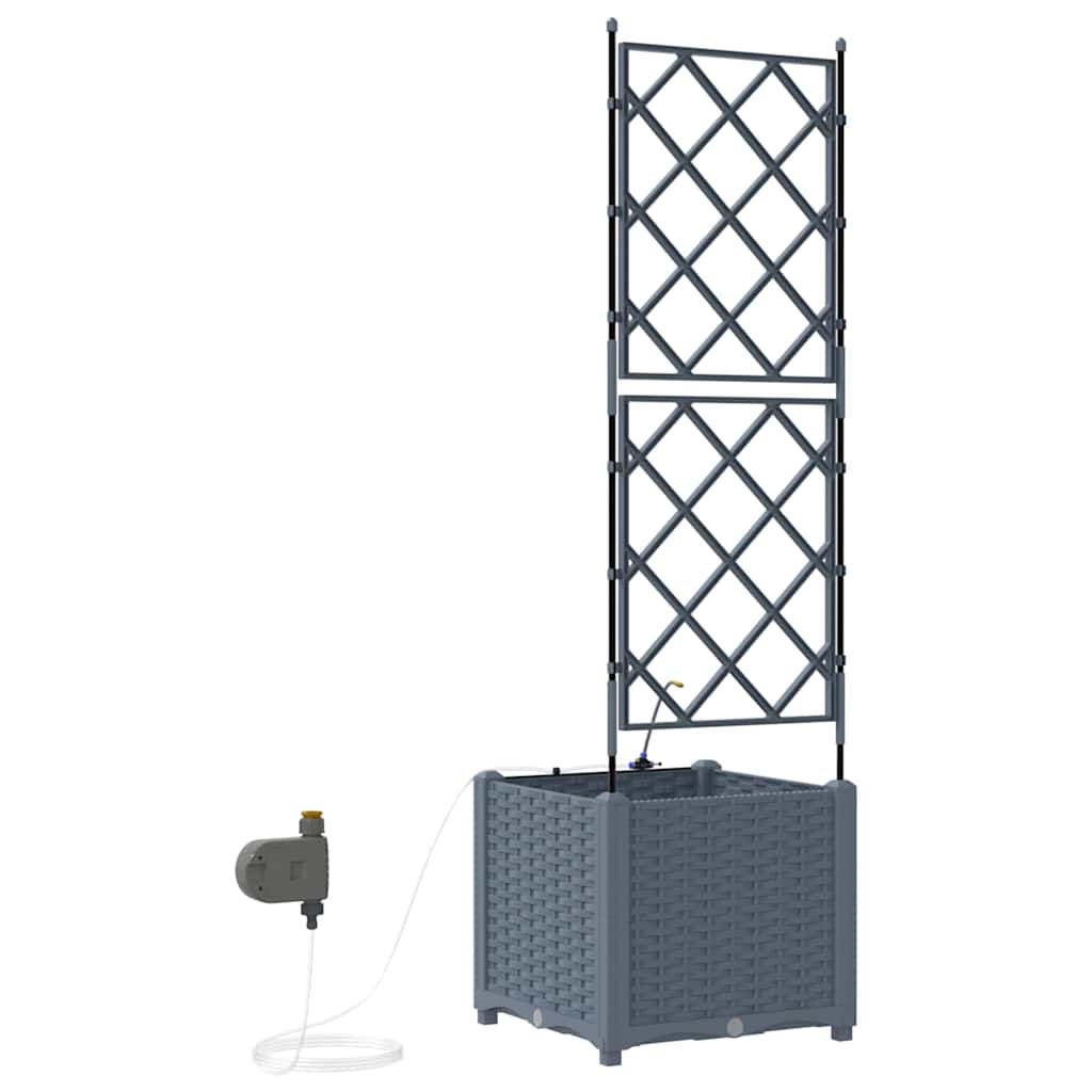 Vaso da giardino 2 pz Grigio Chiaro 40 x 40 x 142 cm PP
