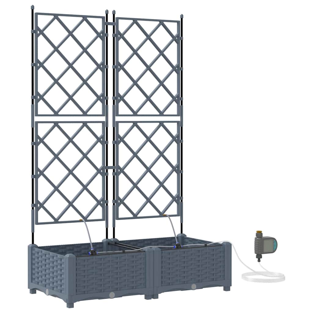 Vaso da giardino 2 pz Grigio Chiaro 80 x 40 x 126 cm PP