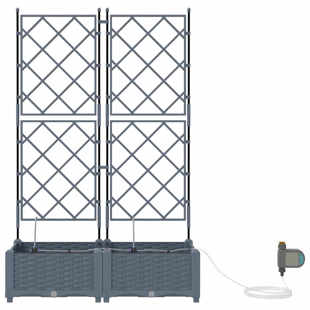 Vaso da giardino 2 pz Grigio Chiaro 80 x 40 x 126 cm PP