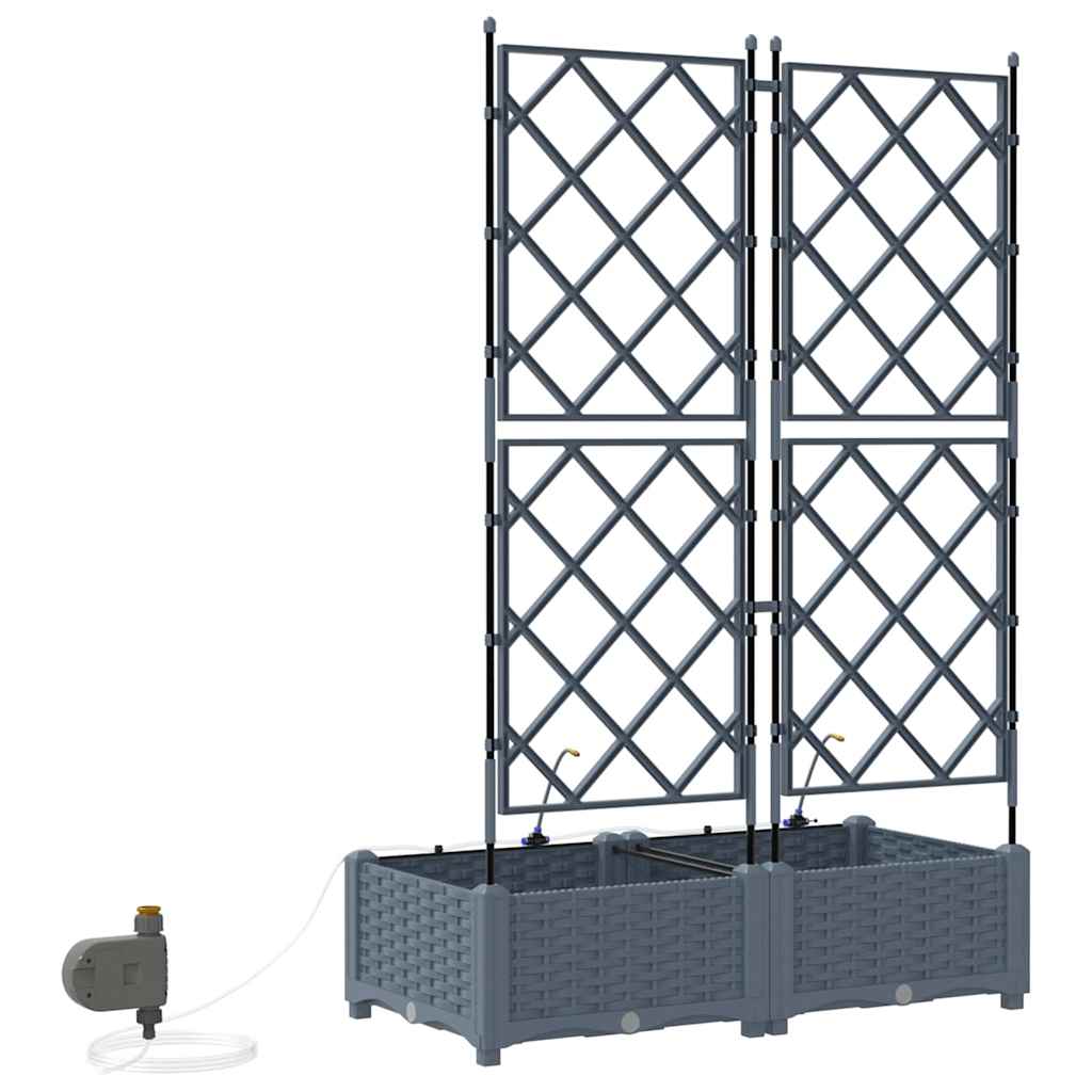 Vaso da giardino 2 pz Grigio Chiaro 80 x 40 x 126 cm PP