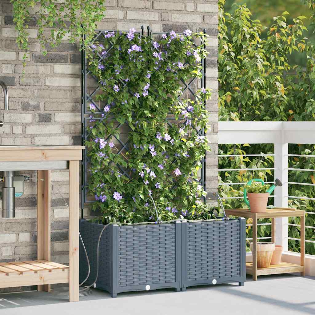 Vaso da giardino 2 pz Grigio Chiaro 80 x 40 x 142 cm PP