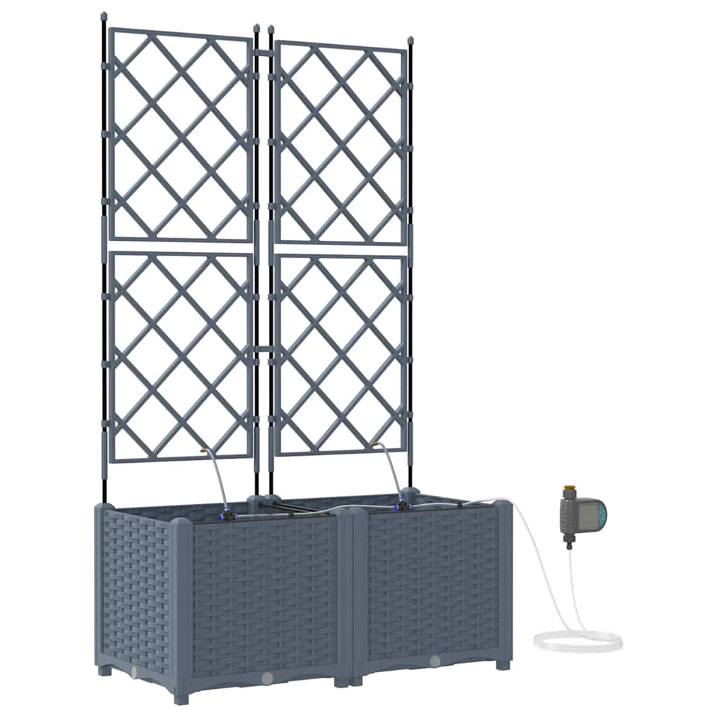 Vaso da giardino 2 pz Grigio Chiaro 80 x 40 x 142 cm PP