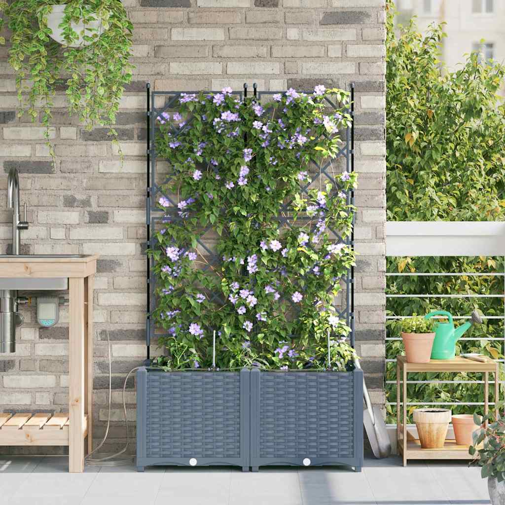 Vaso da giardino 2 pz Grigio Chiaro 80 x 40 x 142 cm PP
