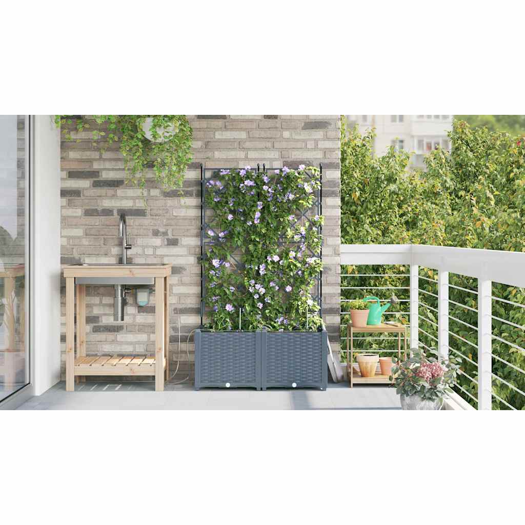 Vaso da giardino 2 pz Grigio Chiaro 80 x 40 x 142 cm PP
